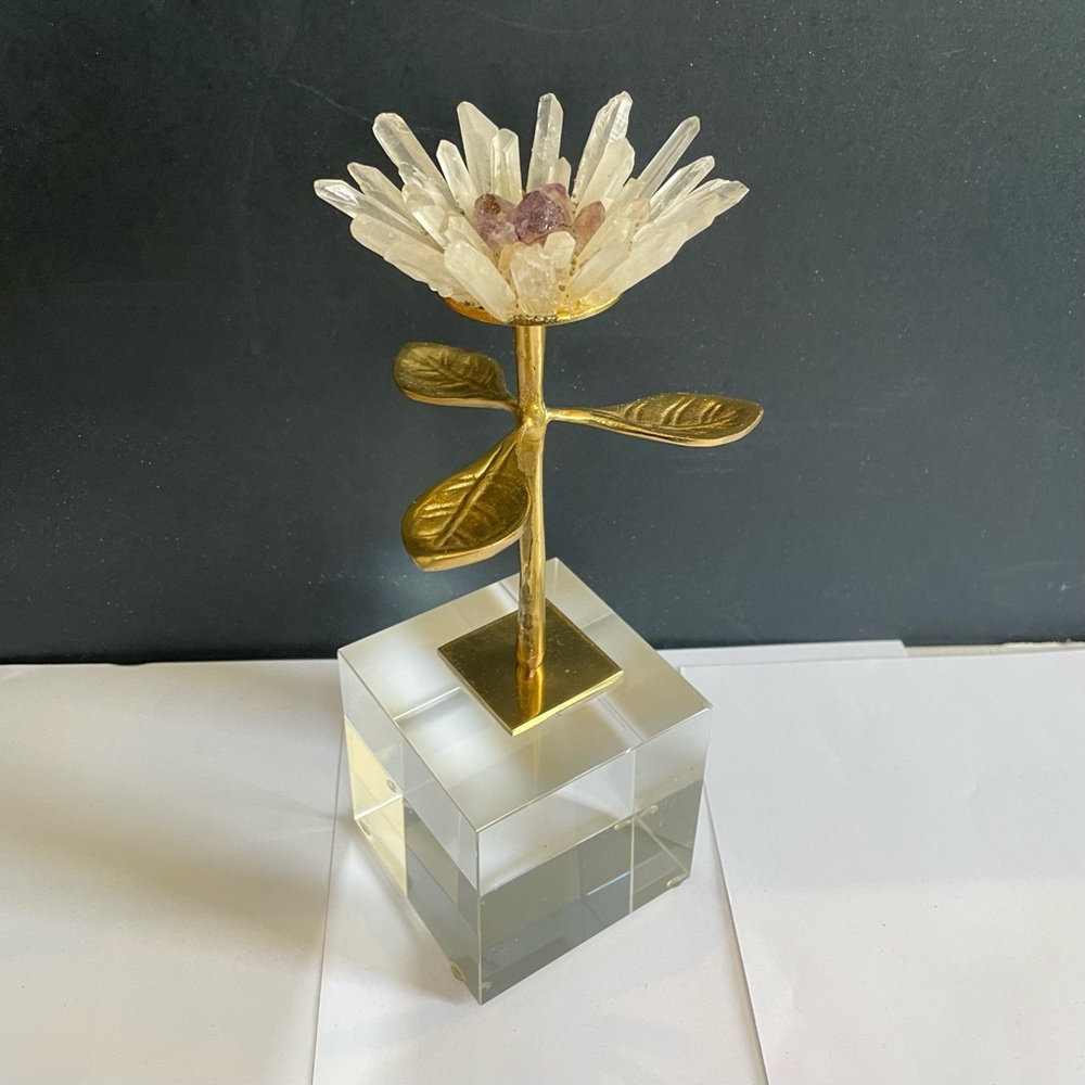 John Richard Collection Single Bloom Crystal Amethyst Floral Sculpture
